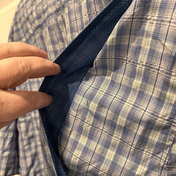 Duluth Trading Co Button Front Camp Shirt Mens XL Blue Plaid Polyester Nylon - Picture 7 of 7